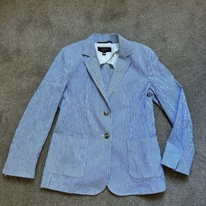 Weekend MaxMara Blue Striped Single Breasted Blazer